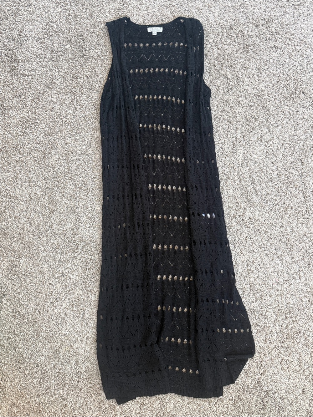 Joseph A Black Crochet Openwork Vest